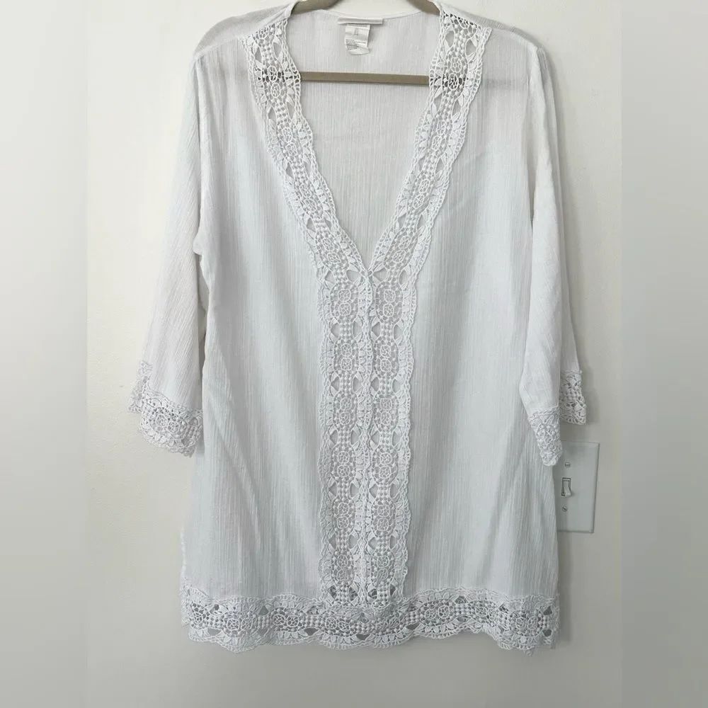 La Blanca White Swimsuit Cover-up L - Picture 2 of 8